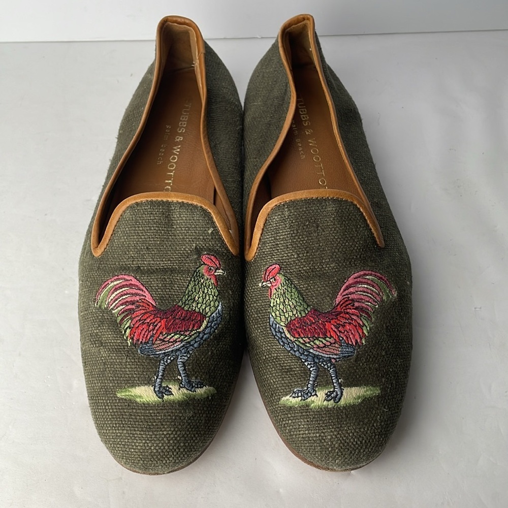 Stubbs & Wootton Palm Beach Rooster Embroidered Loafers